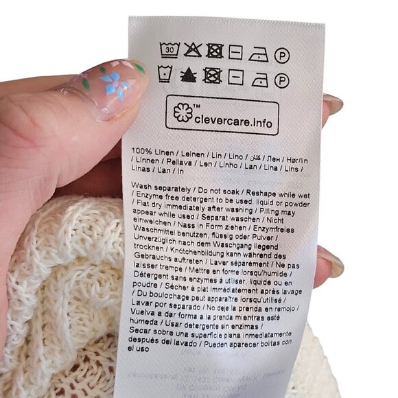 Part Two Etrona Linen Knit White Long Sleeve Sweater Sz L - Picture 8 of 9